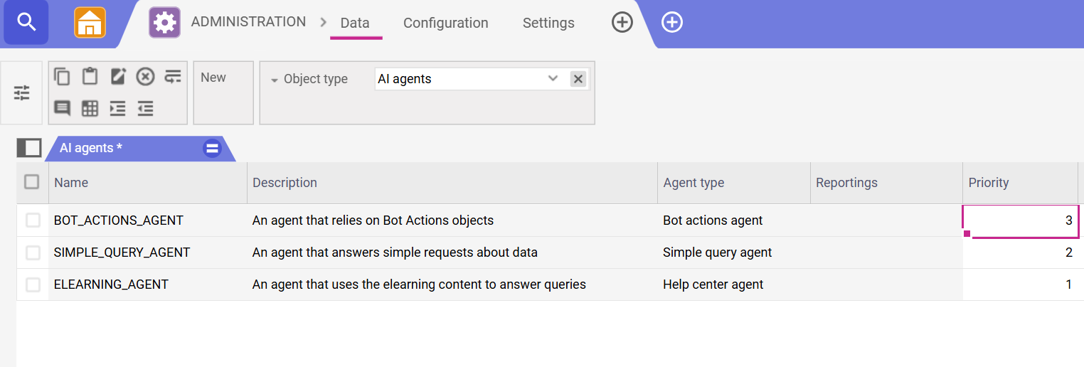 AI agents admin in planisware