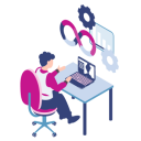 Person looking at a computer 