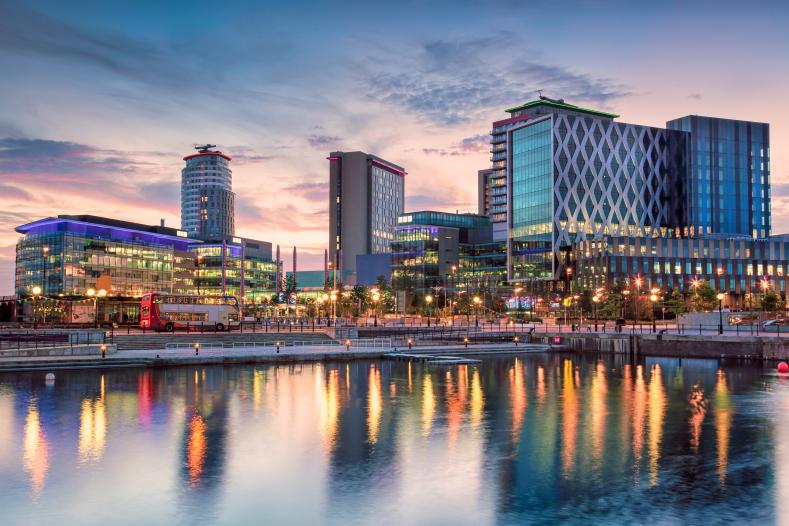 scenery of mediacity in the evening