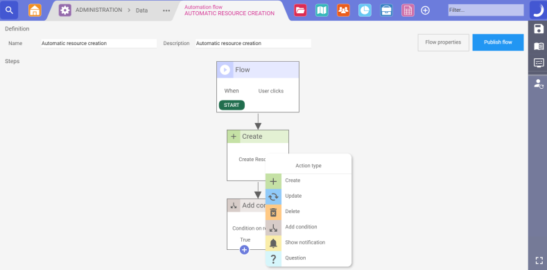 Automation flow creation