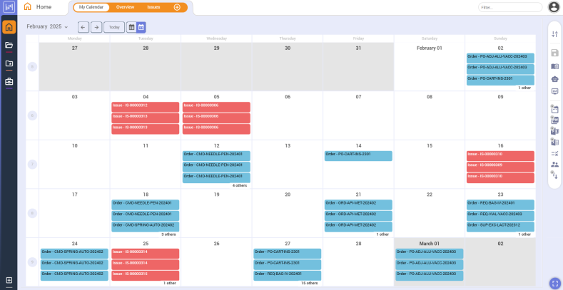 Planisware Enterprise calendar for real-time order management in CMC