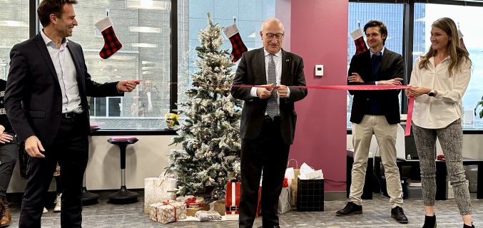 French Ambassador Philippe Etienne honorary ribbon cutting ceremony with Anotine Villata