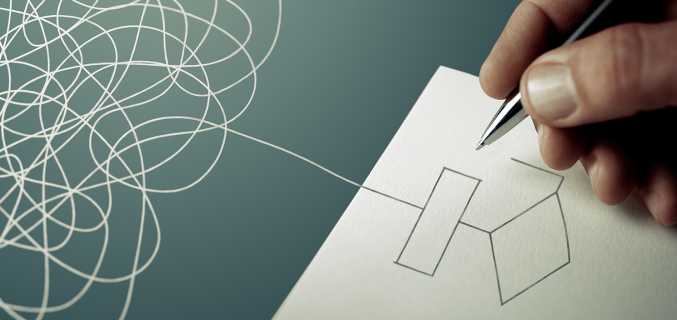 Man unravels threads and turns them into a drawing